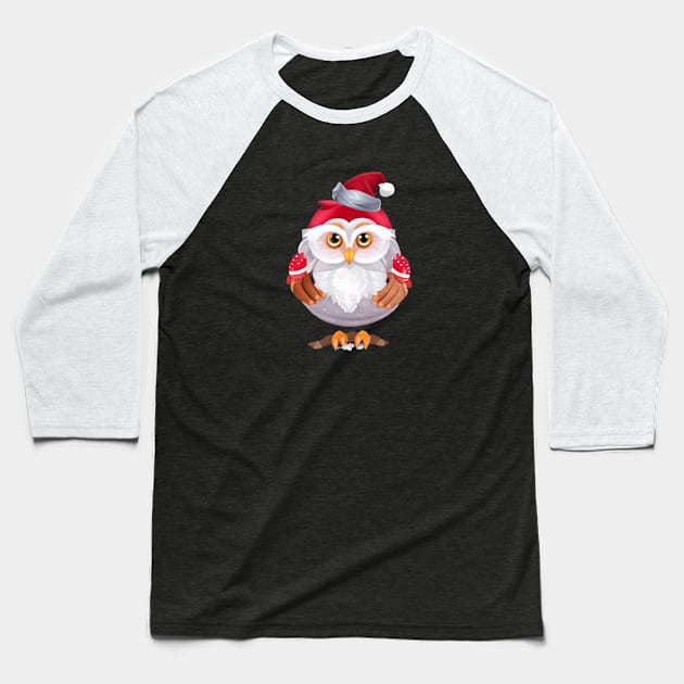 Funny santa owl Baseball T-Shirt by halazidan